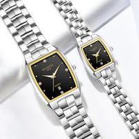 Wlisth S966 Fashion Design Couple Style Cadran Carré Or Acier Inoxydable Diamants Mains Lumineuses Hommes Femmes Montres Pour Amoureux