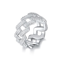 Bague de mariage unisexe en forme de diamant géométrique de luxe en argent 925 Moissanite Style Hip Hop Bijoux fins pour hommes et femmes