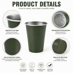Taza Apilable de Acero Inoxidable de 350ml/500ml (12oz/17oz) para Promoción, con Logotipo Personalizado, de Pared Simple, para Camping, Venta al Por Mayor - Product Image 3