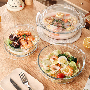 Oven Microwave Safe Glass Cookware High <strong>Borosilicate</strong> Glass <strong>Bowl</strong> <strong>with</strong> <strong>Lid</strong> Heat Resistant Soup <strong>Bowl</strong> Glass Salad <strong>Bowl</strong> - Product Image 2