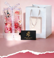Rose éternelle préservée dans une boîte en acrylique miroir, arrangement floral éternel, cadeau pour la Saint-Valentin, la fête des mères, décoration de table à la maison