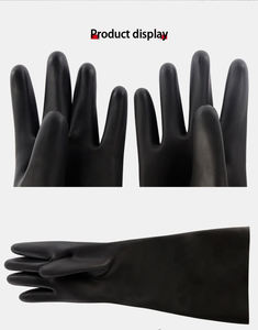 Guantes de Trabajo de Seguridad Industrial Dongfanghong OEM, Extra Largos, Resistentes a Ácidos y Álcalis, de Látex Natural Negro - Product Image 5