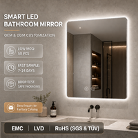 Miroir de salle de bain lumineux 50x70cm rétroéclairé sans cadre CCT à intensité variable avec anti-buée et écran tactile pour les grossistes européens par Joystar
