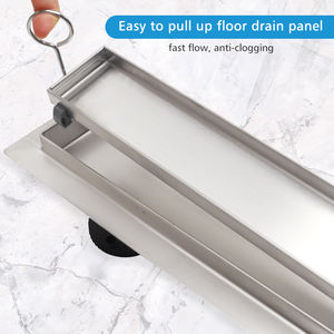 Couverture de grille d'insertion de carrelage salle de bains attrape-cheveux anti-odeur sortie latérale canal en acier inoxydable douche linéaire drain de sol - Product Image 3