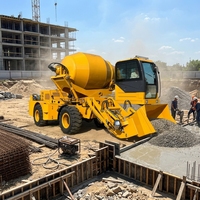 Mini Mezcladora de Concreto Autocargable con Tolva de Cemento, Camión Mezclador Móvil para Canales de Riego y Construcción de Hormigón