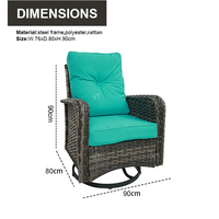 Ensemble de meubles de jardin en rotin pour l'extérieur, structure en acier, tressage en rotin, ensemble décontracté trois pièces avec fauteuil pivotant