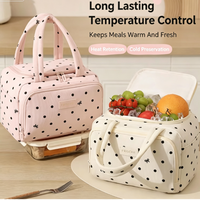 Sac isotherme Jinzeal populaire en velours côtelé imprimé à pois, sac fourre-tout thermique portable, réutilisable, imperméable, style Instagram