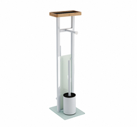 Offre Spéciale – Ensemble de Salle de Bain Moderne Écologique en Métal et Verre Blanc, Forme Carrée, Comprend un Porte-rouleau de Papier Toilette et une Brosse WC – Idéal pour Cuisine et Salle de Sport