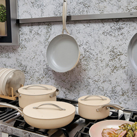 Ensemble de casseroles en céramique blanche moderne de 7 pièces, antiadhésif, casseroles et poêles de cuisine, aluminium forgé, compatible gaz et induction, passe au lave-vaisselle
