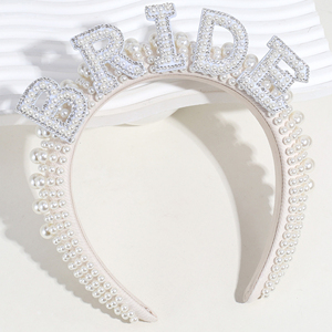 BRIDE 웨딩 주얼리 대형 진주 헤어밴드 티아라 여성용 웨딩 헤드피스 럭셔리 헤어 액세서리 - Product Image 3