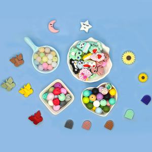 창 길고 부드러운 재미있는 동물 모양 아기 젖니 실리콘 초점 구슬을 만드는 펜을위한 식품 학년 맞춤형 실리콘 초점 구슬 - Product Image 2