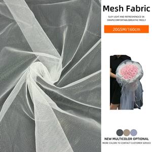 20D белая дышащая ультратонкая 100% полиэфирная кружевная ткань 20gsm для прокладки или упаковки цветов сетчатая ткань - Product Image 2