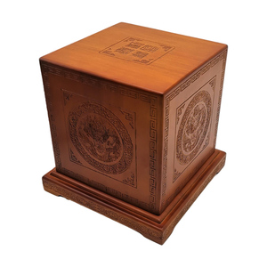 Exquisite Carved Wooden Box Chinese Style Lacquered Wooden Box with Display Base