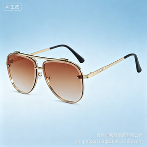 Aviator Sunglasses Men Metal <b>Frame</b> <b>Black</b> UV400 Protection Class 2 Sunshades Fashionable Double Bridge Half Rim - Product Image 4