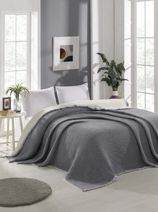 Muslin Weave Inside Cotton Fiber Filled 100% Cotton Blanket Bulky Heavy Thick 160x220cm 62x86inch Plain Collection Blanket - Product Image 3