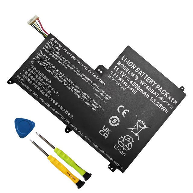 Jiazijia W740BAT-6 Li-ion Rechargeable Laptop Battery Replacement for Clevo W740S S413 W740SU 11.1V 53.28Wh in Stock