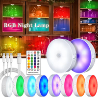 Lampe de nuit magnétique RGB rechargeable par USB, lumière LED blanche RGB avec télécommande, lampe à intensité variable, projecteur pour écran, armoire