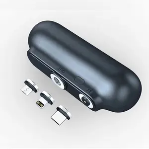 Mini portable 2600mAh magnetic power bank with magnet charging cable for phone emergency charging