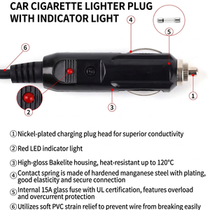 Cordon universel pour allume-cigare 12FT 16AWG, rallonge de chargeur allume-cigare de voiture - Product Image 3
