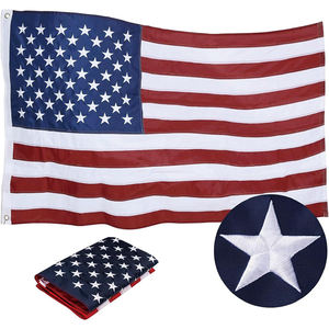 Рекламный высококачественный синий белый красный яркий цвет 100% полиэстер 210D вышивка Оксфорд нейлон американский флаг США для США - Product Image 2