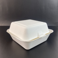 Conteneur alimentaire à emporter LuzhouPack, biodégradable, jetable, non toxique, résistant à l'eau et à l'huile, compatible micro-ondes, en bagasse de canne à sucre, lot de 6 boîtes