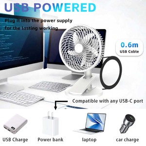 Kipas angin klip meja 8 inci penggunaan <span class=keywords><strong>3</strong></span> dalam 1, baterai Lithium Motor BLDC dapat diisi ulang dengan lampu malam - Product Image 4