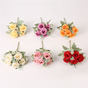 Bouquet de roses artificielles en gros, fleurs artificielles, décoration de mariage, décoration de la maison, 5 têtes, rose en soie - Product Image 6