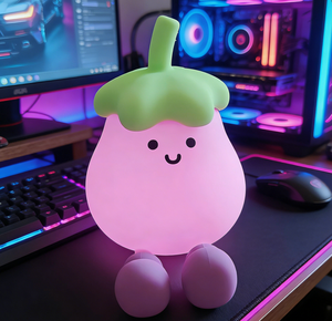 Eggplant Silicone Night <b>Light</b> USB Rechargeable LED Kids Bedside Lamp Warm <b>Light</b> Dimmable 3 Levels Nursery Lamp with 30 Min <b>Timer</b> - Product Image 1