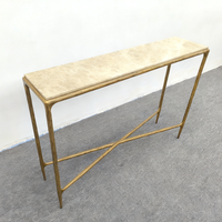 Table console de style vintage moderne pour salon, table en marbre, villa, hôtel, cadre en métal doré forgé