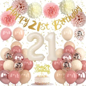 Decoraciones de <span class=keywords><strong>Cumpleaños</strong></span> Número 30 <span class=keywords><strong>para</strong></span> <span class=keywords><strong>Mujer</strong></span>, Globos de Látex Rosa Pálido Retro, Pancarta de Feliz <span class=keywords><strong>Cumpleaños</strong></span> Número 30, Decoración <span class=keywords><strong>para</strong></span> Pastel y Fiesta - Product Image 6