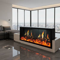 Cheminée électrique LCD - Effets de flamme multicolores, simulation de feu réaliste, commande à distance et vocale, chauffage réglable