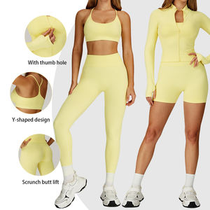 Custom Yoga Set Fitness Wear Seamless Fashionable Sportswear Jaquetas Roupas Femininas Ginásio Leggings High End Athletic Wear - Product Image 2