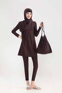 Burkini musulman personnalisé avec logo OEM, tunique de plage pour femmes, couvrant entièrement le corps, idéal pour la <span class=keywords><strong>piscine</strong></span> - Product Image 4