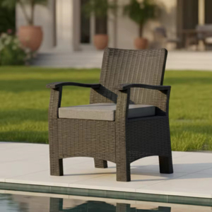 Ensemble de conversation d'extérieur 4 pièces en rotin tressé de qualité commerciale avec coussins épais amovibles pour jardin, cour et terrasse - Product Image 6