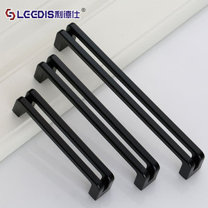 Lgcdis Black Cabinet Door Handles Zinc Alloy Bar Shape Minimalist Design <b>Wardrobe</b> Furniture <b>Hardware</b> - Product Image 1
