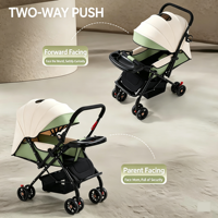 Poussette bébé réversible avec pliage à une main et grand panier de rangement