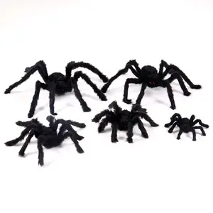 Grosir realistis laba-laba ekstra besar peregangan dekorasi laba-laba besar dekorasi Halloween besar laba-laba raksasa Web