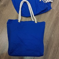 Sac fourre-tout de plage en toile personnalisé avec logo imprimé, réutilisable, grand format, avec poignée en corde de coton épaisse