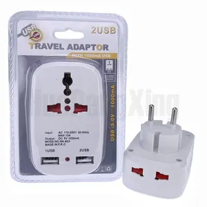 EU-Stecker adapter mit doppeltem USB-Stecker an einem Stecker DC5V1A mit roter Anzeige Licht reise Universal zu Schuko-Lade adapter