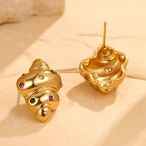 ต่างหูคริสตัลรูปหอยสังข์สำหรับผู้หญิงสไตล์ยุโรปและอเมริกันทันสมัยเครื่องประดับสเตนเลสสตีลกันน้ำสำหรับงานแต่งงาน - Product Image 5