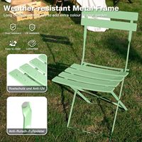 Table pliante de bistrot et chaises lot de 2, meubles de balcon, petit ensemble de meubles de jardin 3 pièces, vert