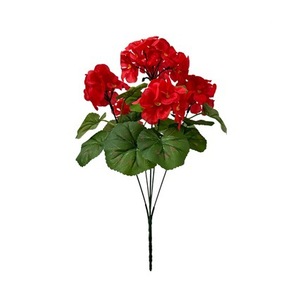 Bouquet de begonias artificiels transfrontaliers rouges en plastique et soie pour décoration de mariage, maison et extérieur - Product Image 1