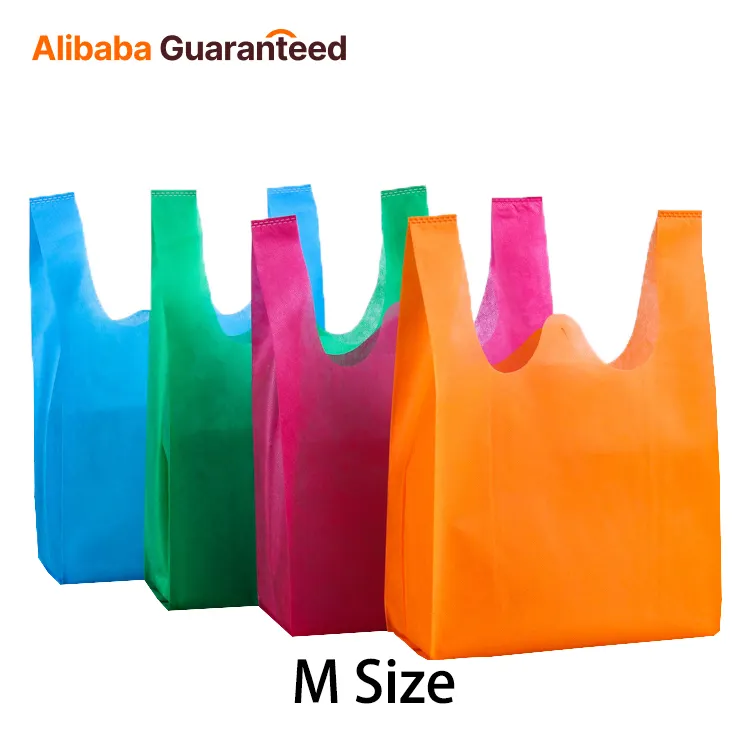 Mittellange Größe 35 × 50 + 14 cm Vliesstoff-Einkaufstasche recycelt mit geschnittenem Vliesstoff großhandel T-Shirt Vliesstoff-Einkaufstasche