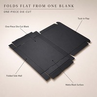 Boîte cadeau pliante noire avec impression personnalisée, finition mate, pliage plat, structure découpée en une seule pièce, emballage en gros pour marques