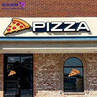 Enseigne lumineuse LED personnalisée en lettres 3D en acrylique et métal pour extérieur, enseigne publicitaire pour bâtiment commercial, pour pizzeria, barbecue, salon de thé, vinopuce