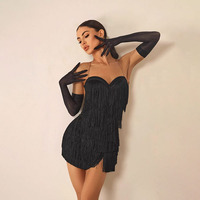Robe de danse latine TONGYANG kaki rose noir à franges, robe de compétition de danse latine, salsa, cha cha, samba, rumba, costume de danse ZYM 25020