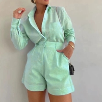 Ensemble de shorts taille haute pour femmes européennes à la mode avec chemise solide surdimensionnée parfaite pour l'été décontracté