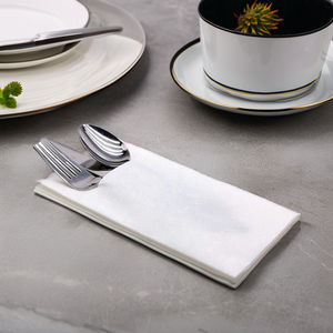 Serviettes jetables avec poche pour couverts Serviettes noires en papier pour la fête de mariage Poche intégrée pour l'argenterie <span class=keywords><strong>Pré</strong></span> plié - Product Image 3