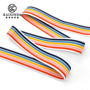 Vente en gros d'usine : Bande élastique en polyester colorée arc-en-ciel, à rayures multicolores, pour accessoires vestimentaires, ceintures et sangles décoratives - Product Image 5
