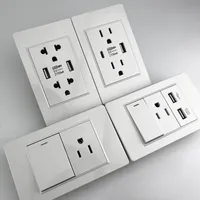 Prise murale américaine standard avec double prise USB Type C, interrupteur d'éclairage US, panneau PC, prise 15A, double prise mexicaine et chargement USB